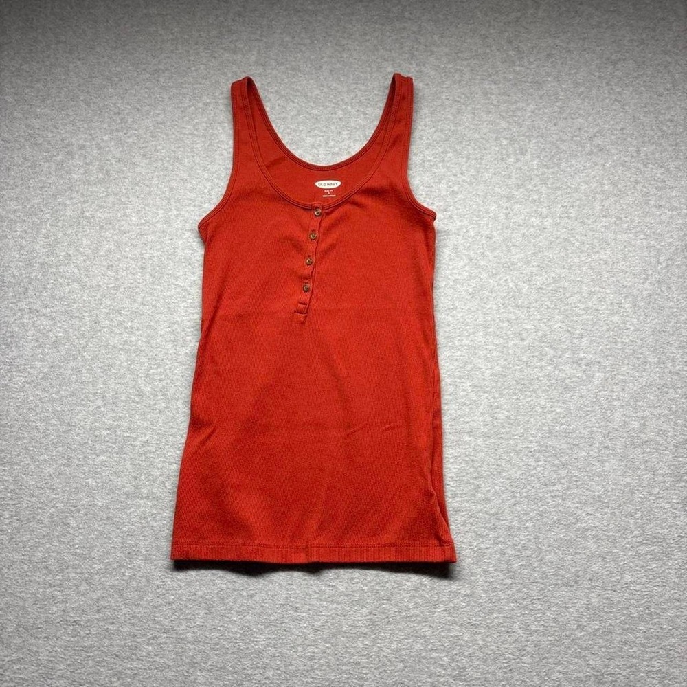 Old Navy Round Neck Cotton‎ Tank Top Orange Slim Fit Small Henley